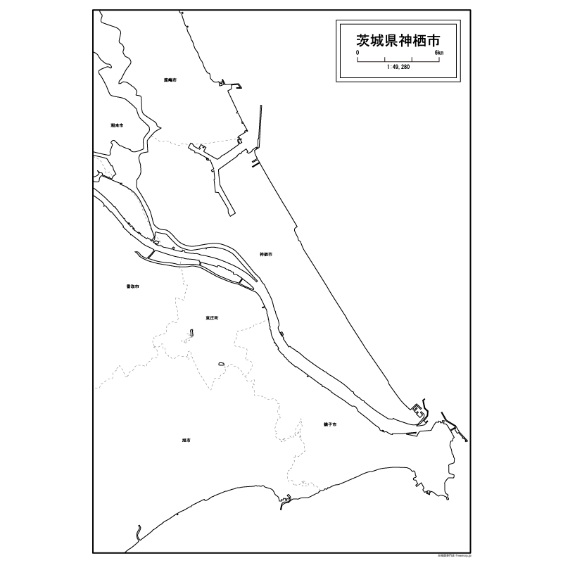 神栖市の白地図のサムネイル