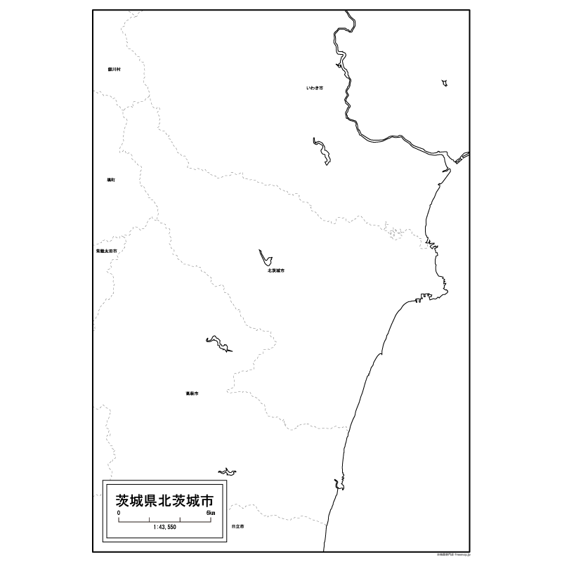 北茨城市の白地図のサムネイル