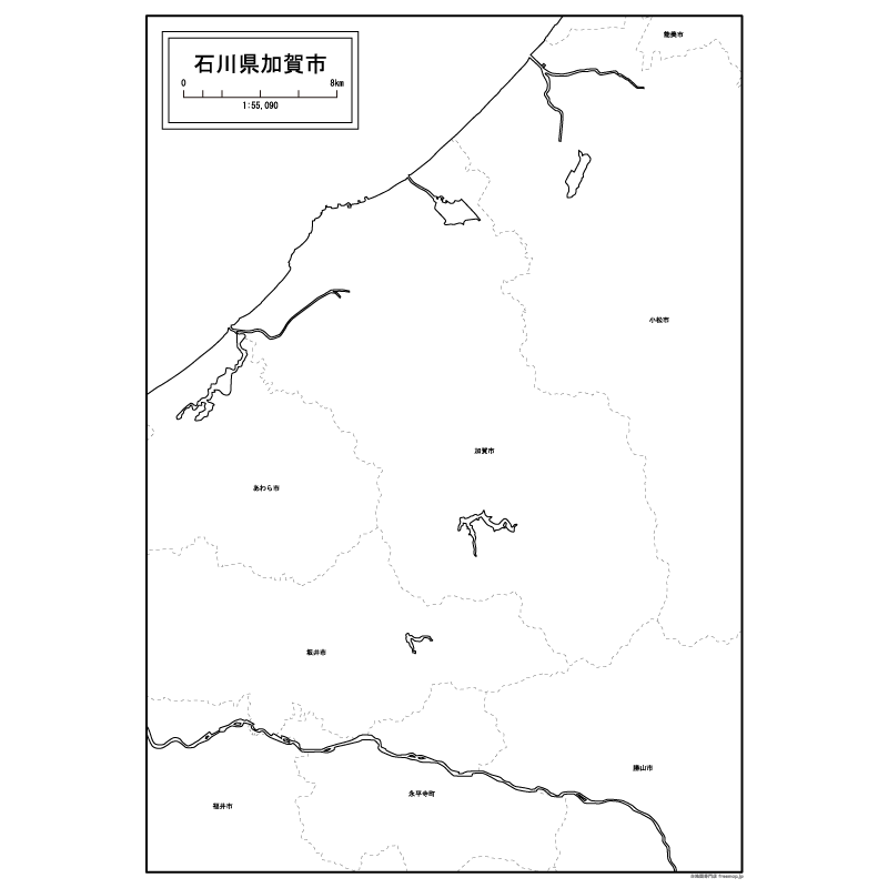 加賀市の白地図のサムネイル