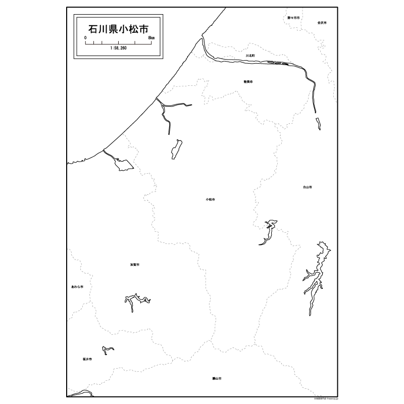 小松市の白地図のサムネイル