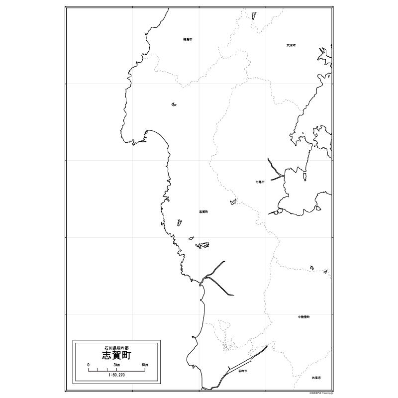 志賀町の白地図のサムネイル