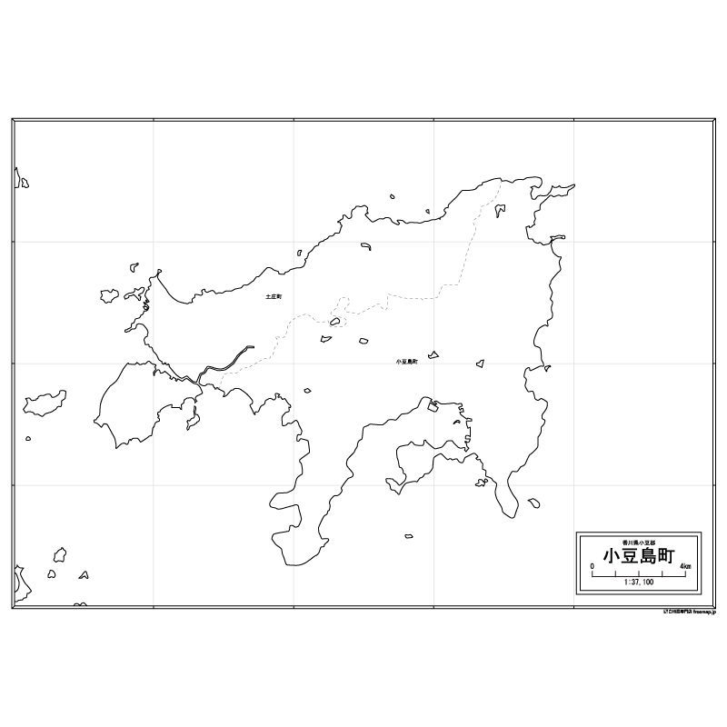 小豆島町の白地図のサムネイル