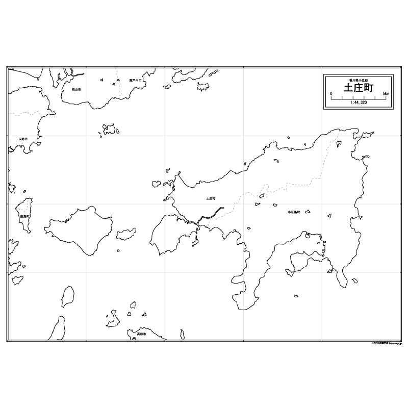 土庄町の白地図のサムネイル