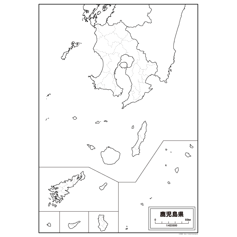 鹿児島県の白地図のサムネイル