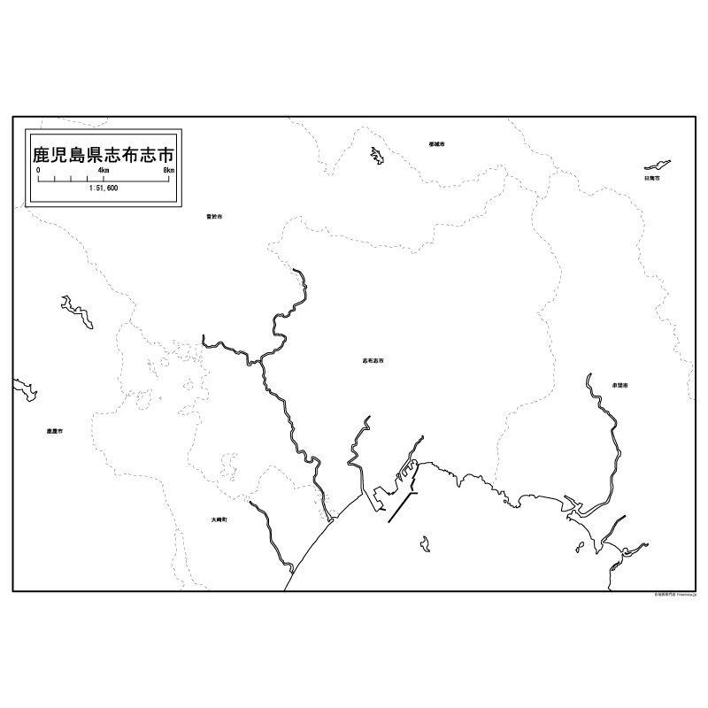 志布志市の白地図のサムネイル