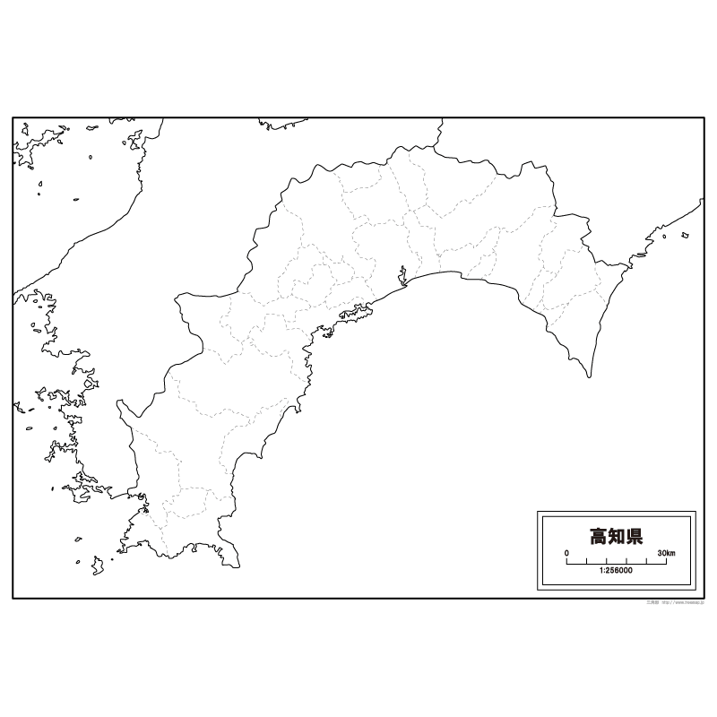 高知県の白地図のサムネイル