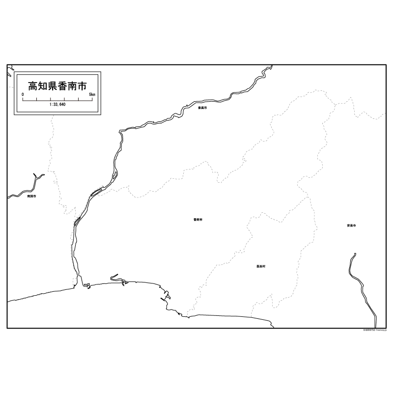 香南市の白地図のサムネイル