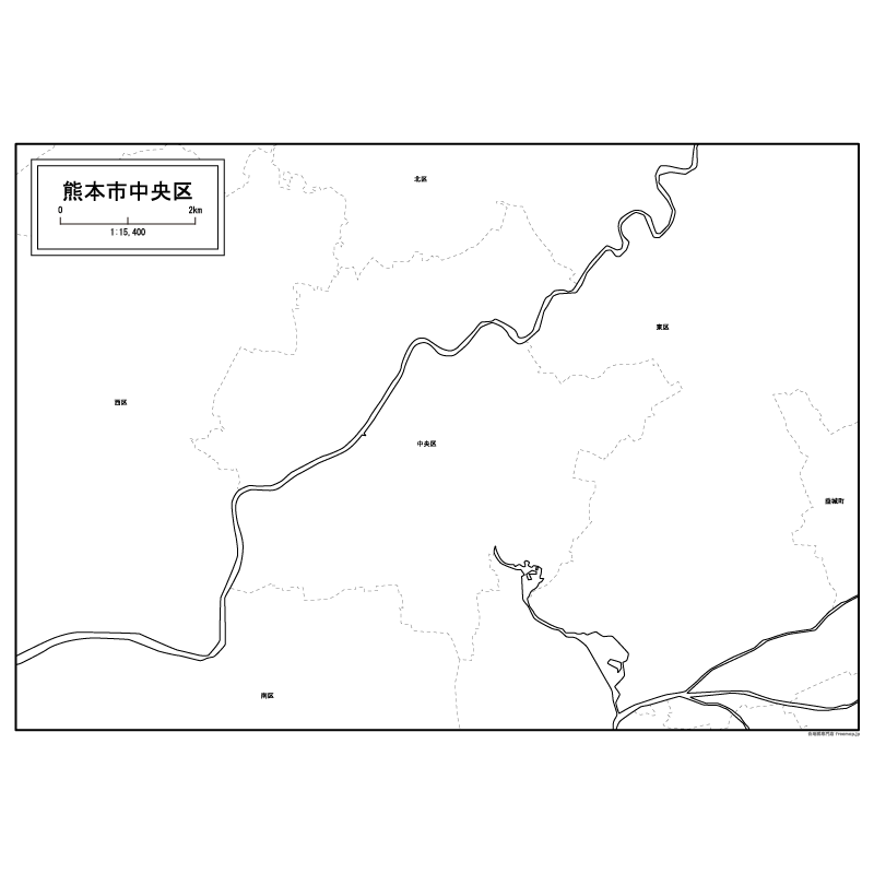熊本市中央区の白地図のサムネイル