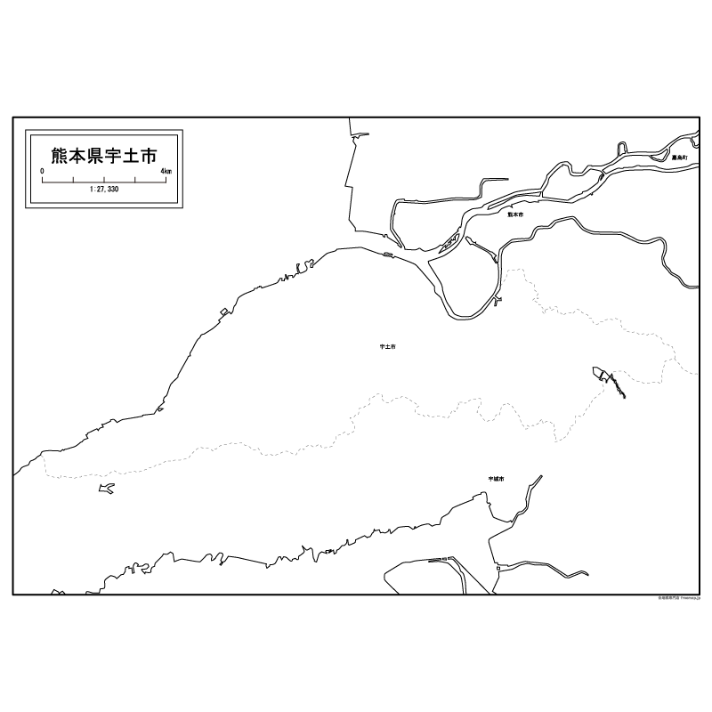 宇土市の白地図のサムネイル