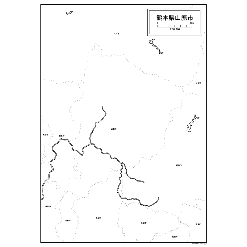 山鹿市の白地図のサムネイル