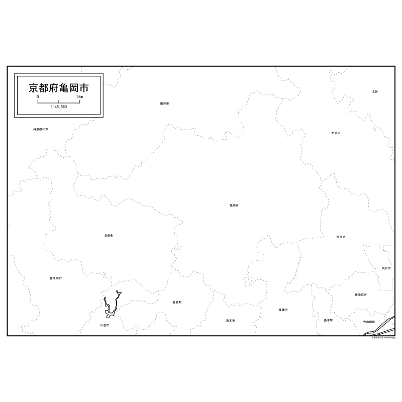 亀岡市の白地図のサムネイル