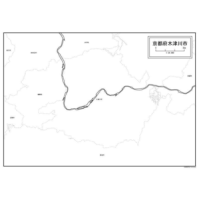 木津川市の白地図のサムネイル