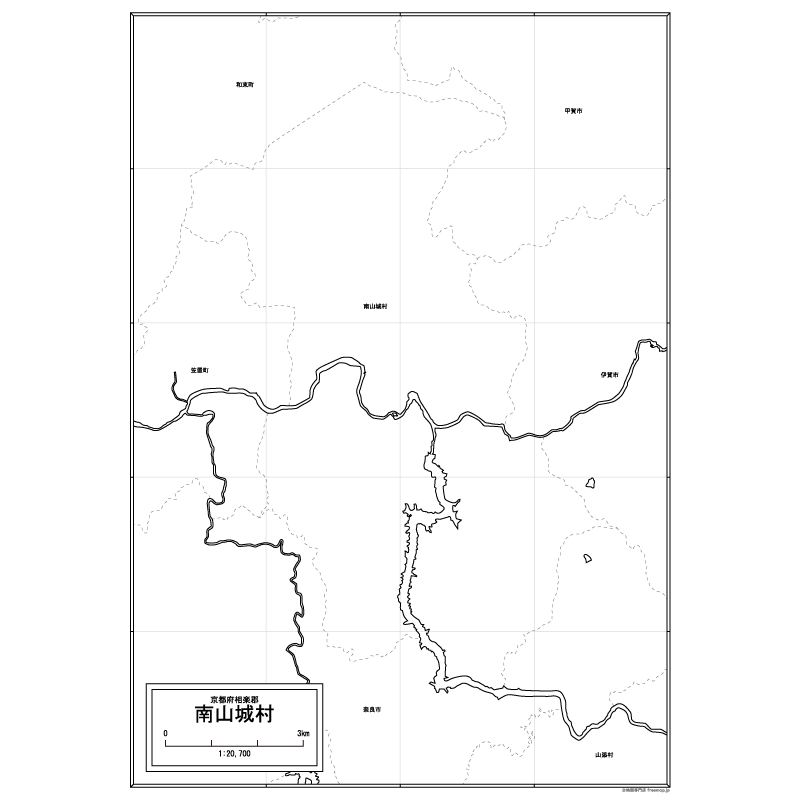 南山城村の白地図のサムネイル