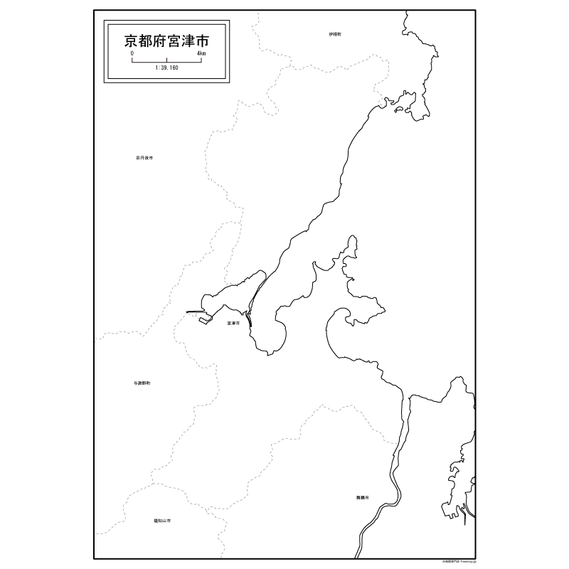 宮津市の白地図のサムネイル