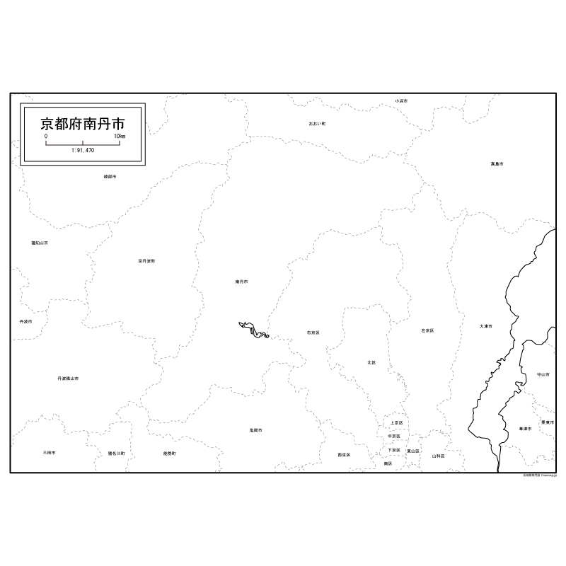 南丹市の白地図のサムネイル