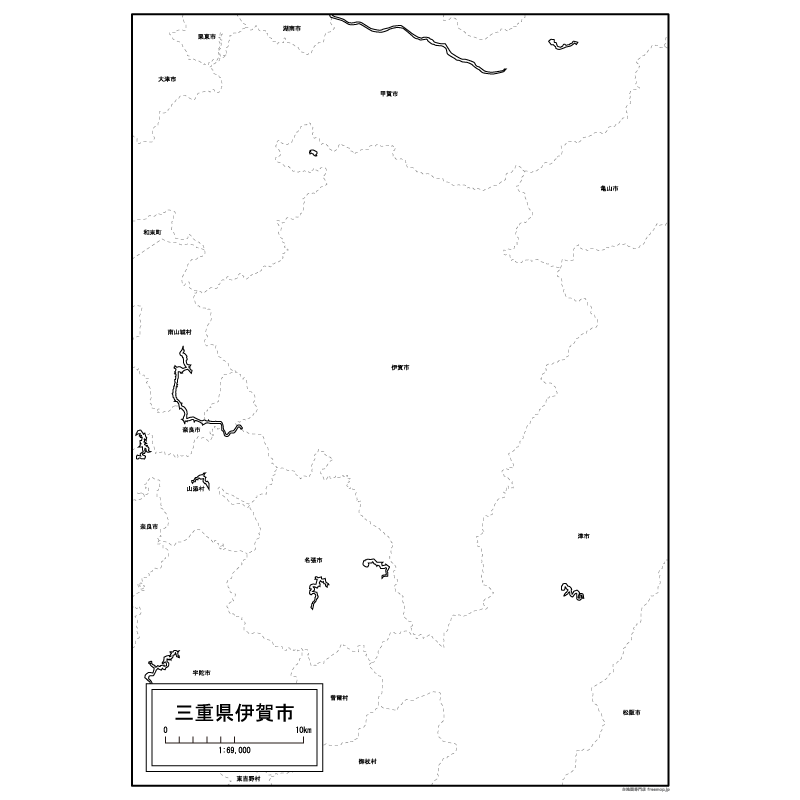 伊賀市の白地図のサムネイル