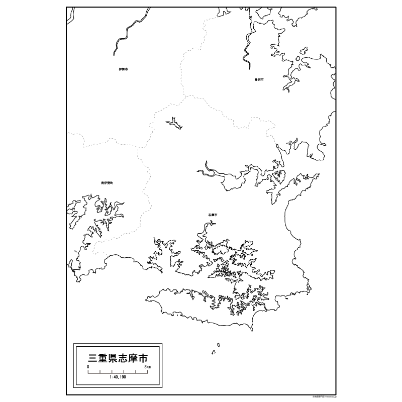 志摩市の白地図のサムネイル