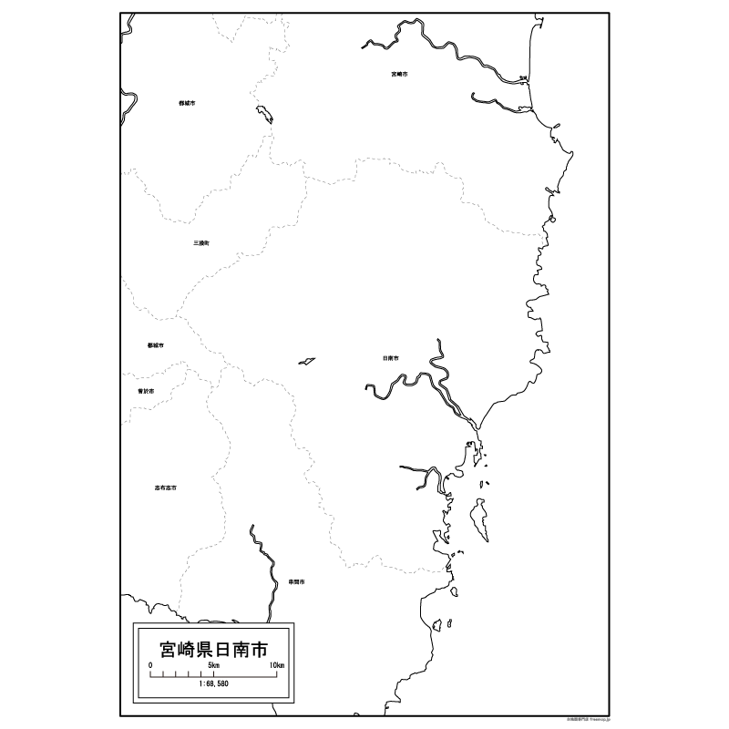 日南市の白地図のサムネイル