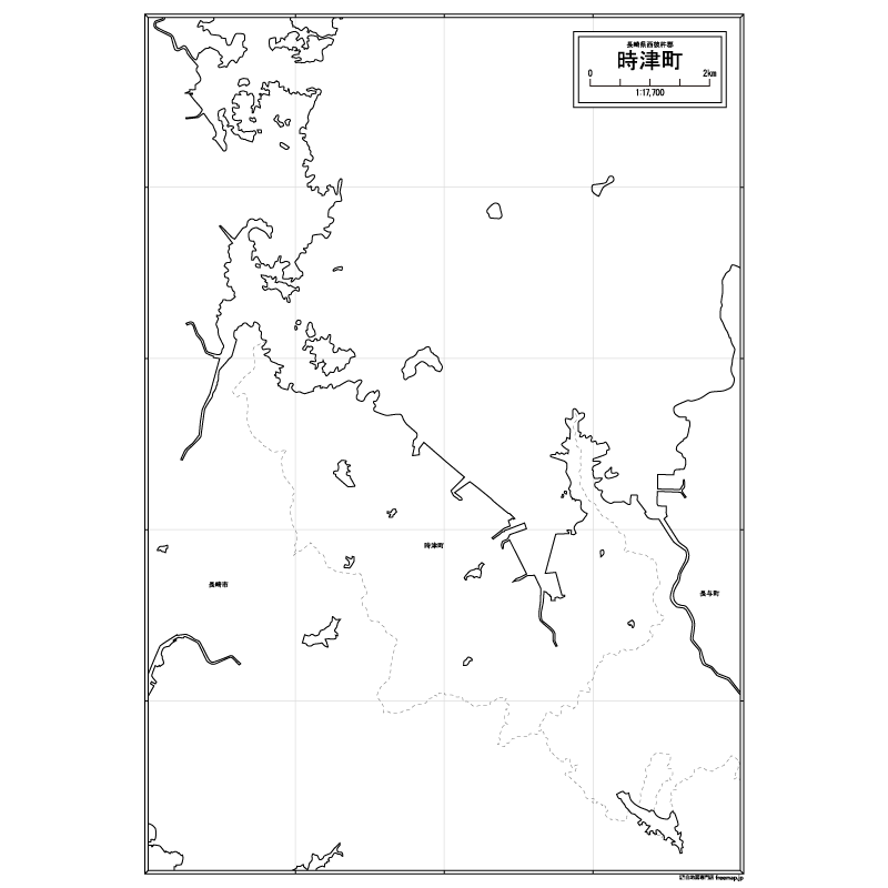 時津町の白地図のサムネイル