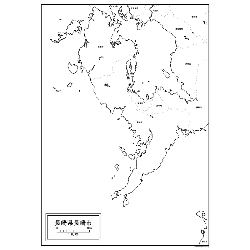 長崎市の白地図のサムネイル