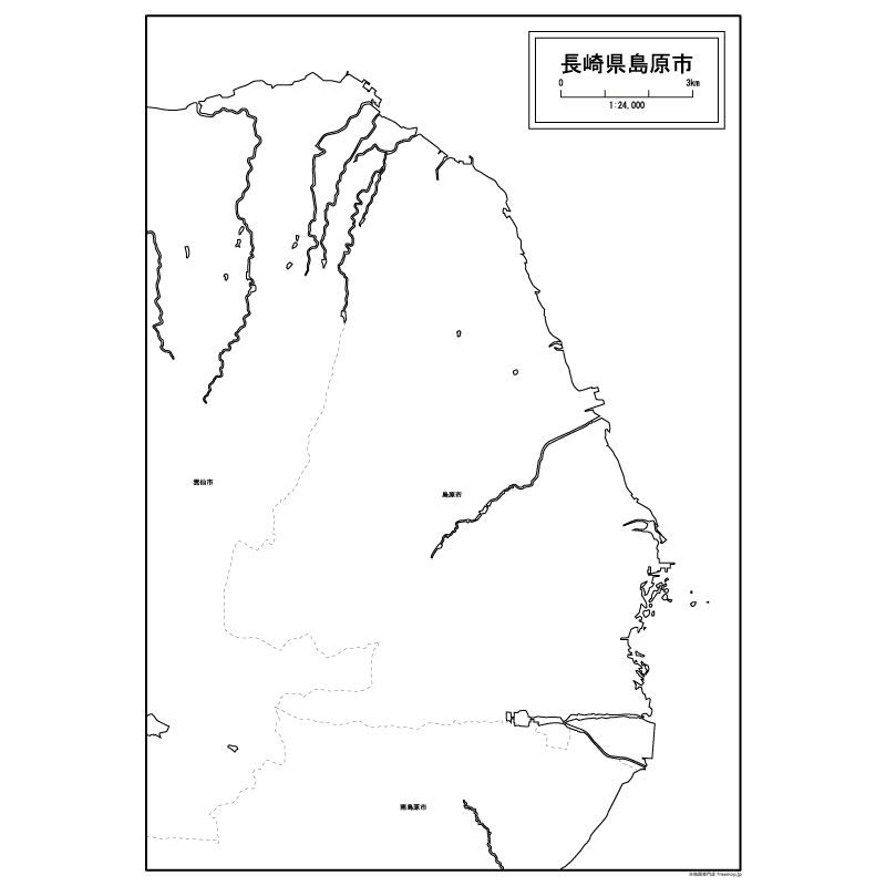 島原市の白地図のサムネイル