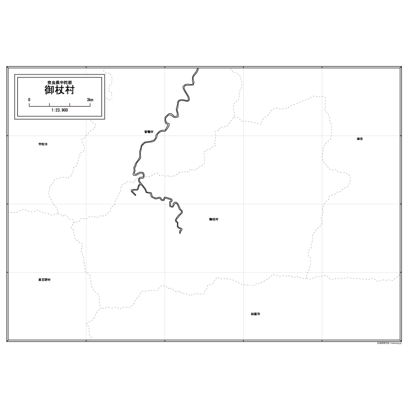 御杖村の白地図のサムネイル