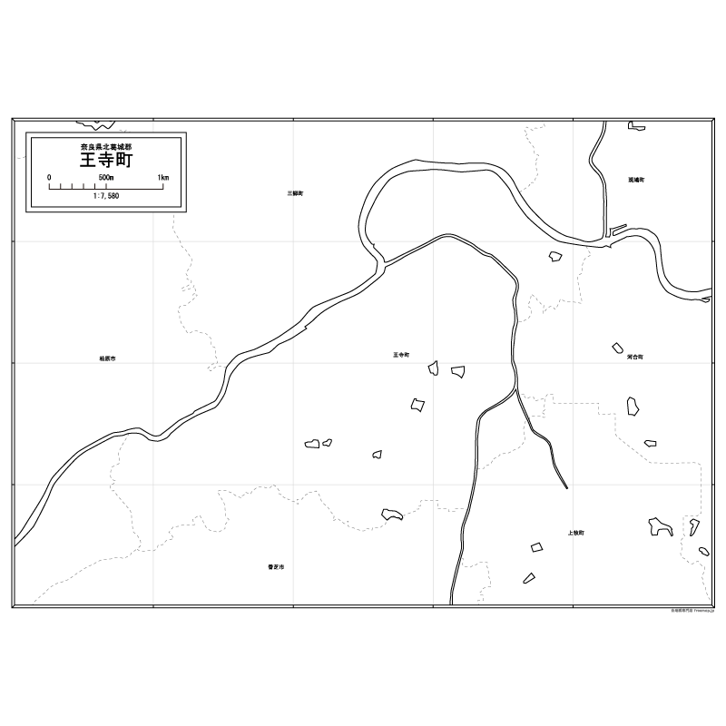 王寺町の白地図のサムネイル