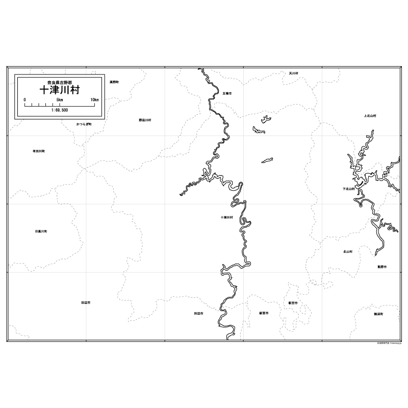 十津川村の白地図のサムネイル