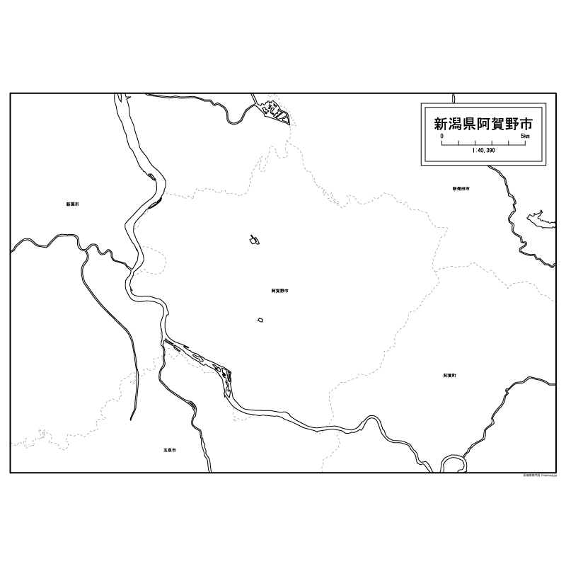 阿賀野市の白地図のサムネイル
