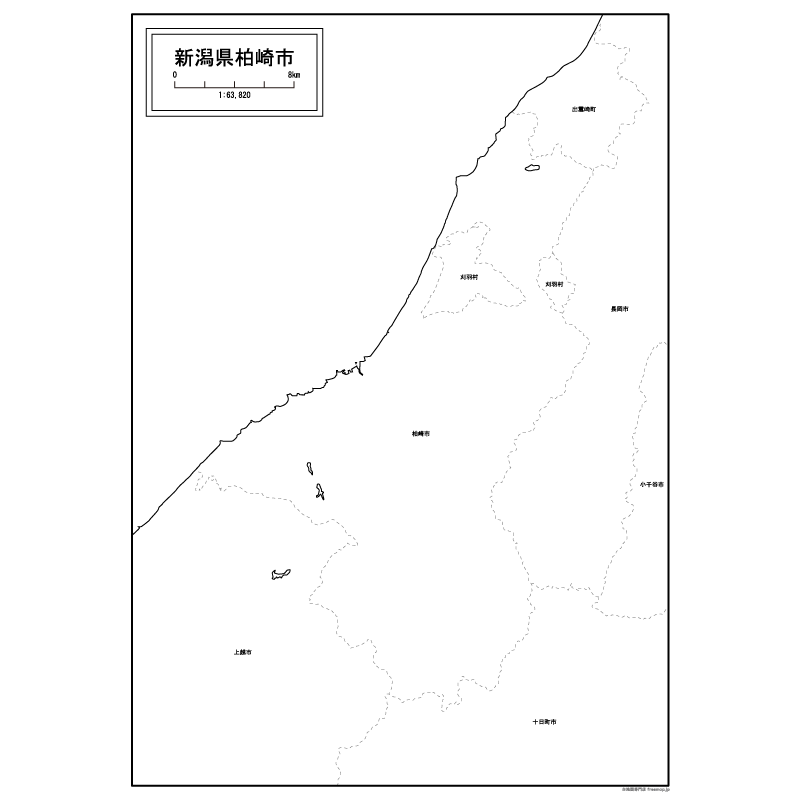 柏崎市の白地図のサムネイル