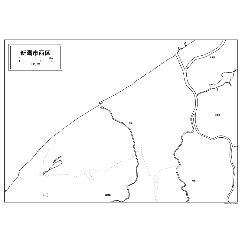 新潟市西区の白地図のサムネイル