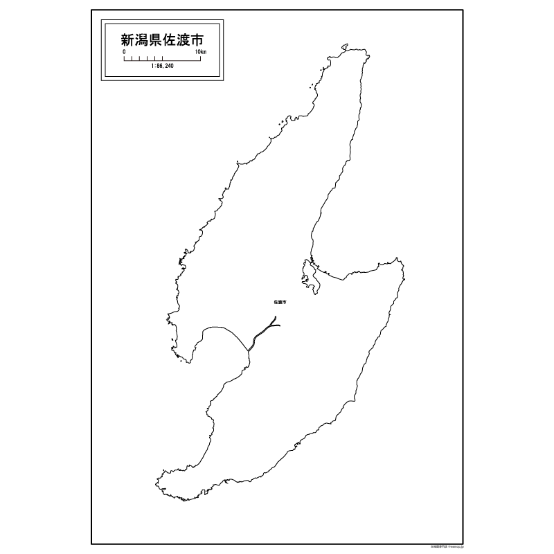 佐渡市の白地図のサムネイル