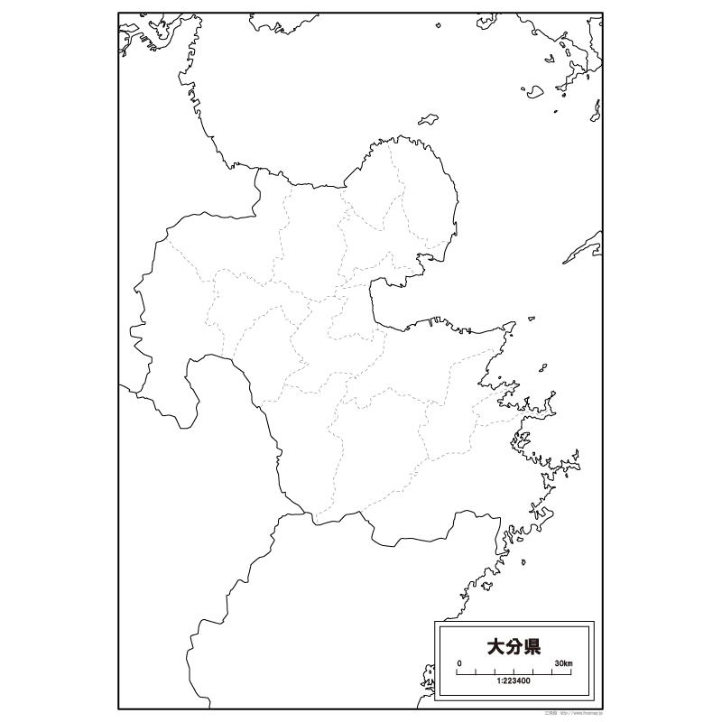 大分県の白地図のサムネイル