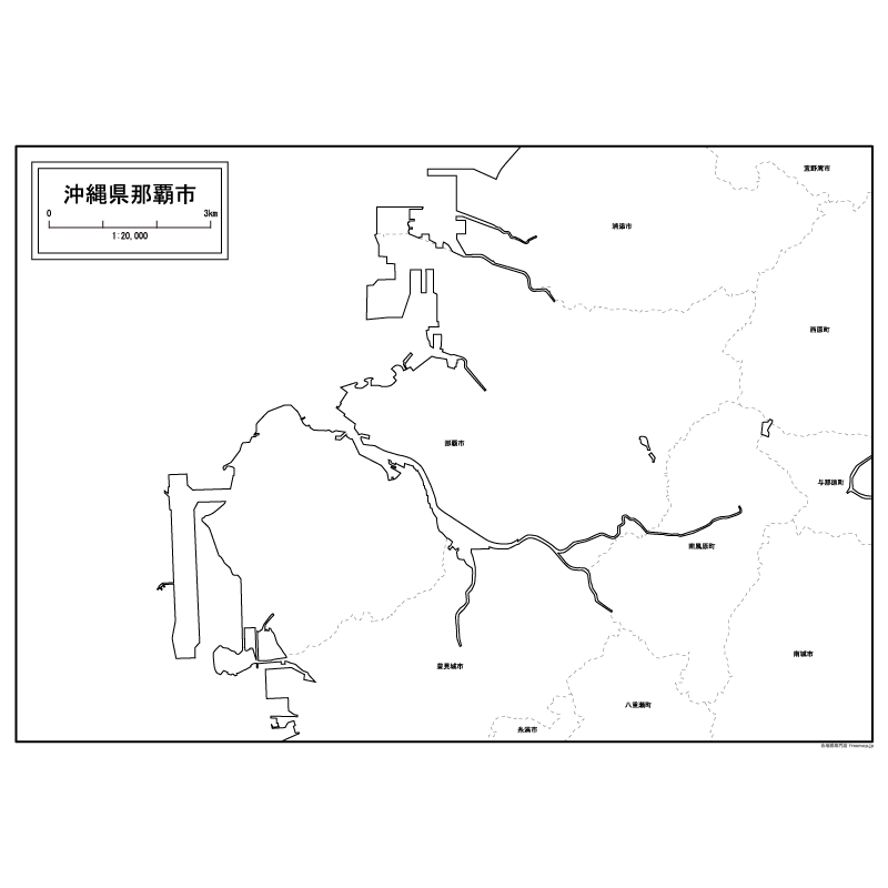 那覇市の白地図のサムネイル