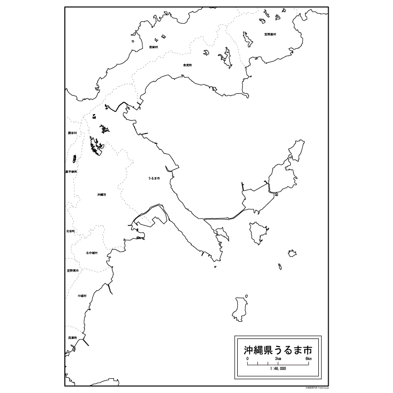 うるま市の白地図のサムネイル