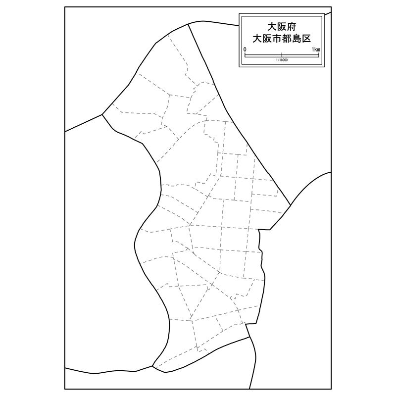 大阪市都島区の白地図のサムネイル