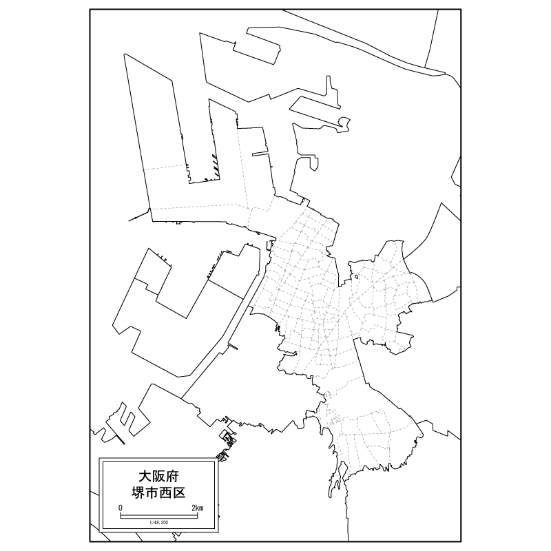 堺市西区の白地図のサムネイル