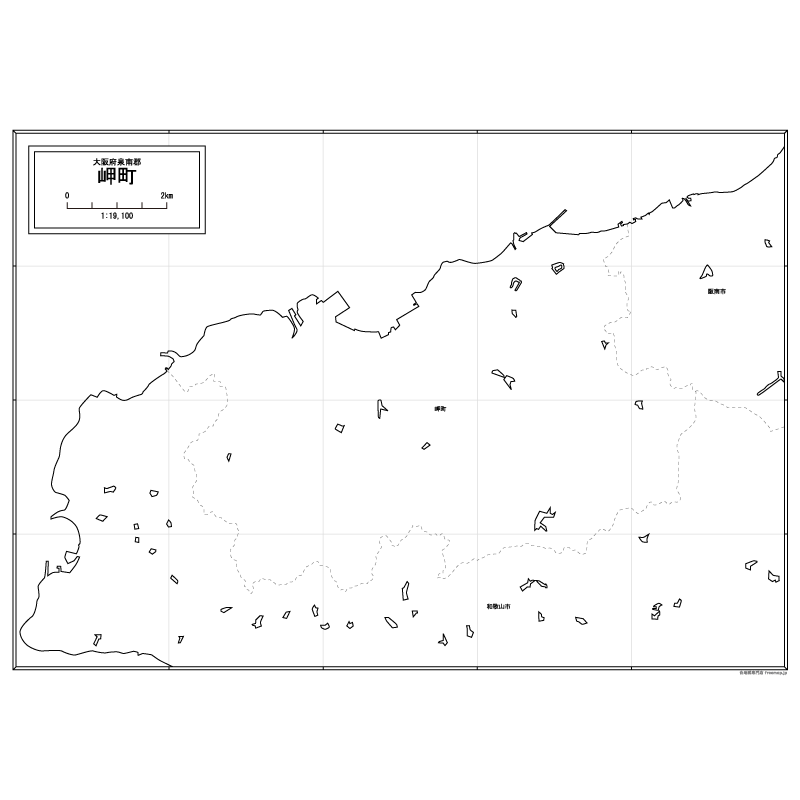岬町の白地図のサムネイル