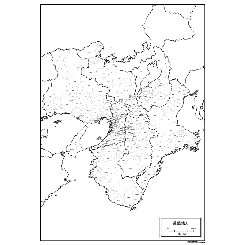 近畿地方の白地図のサムネイル
