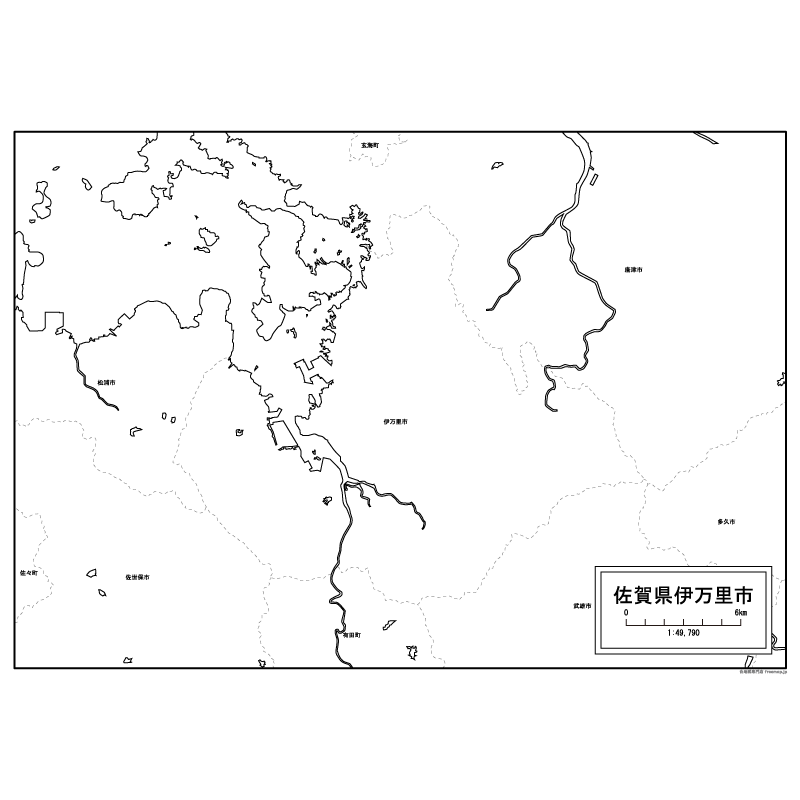 伊万里市の白地図のサムネイル