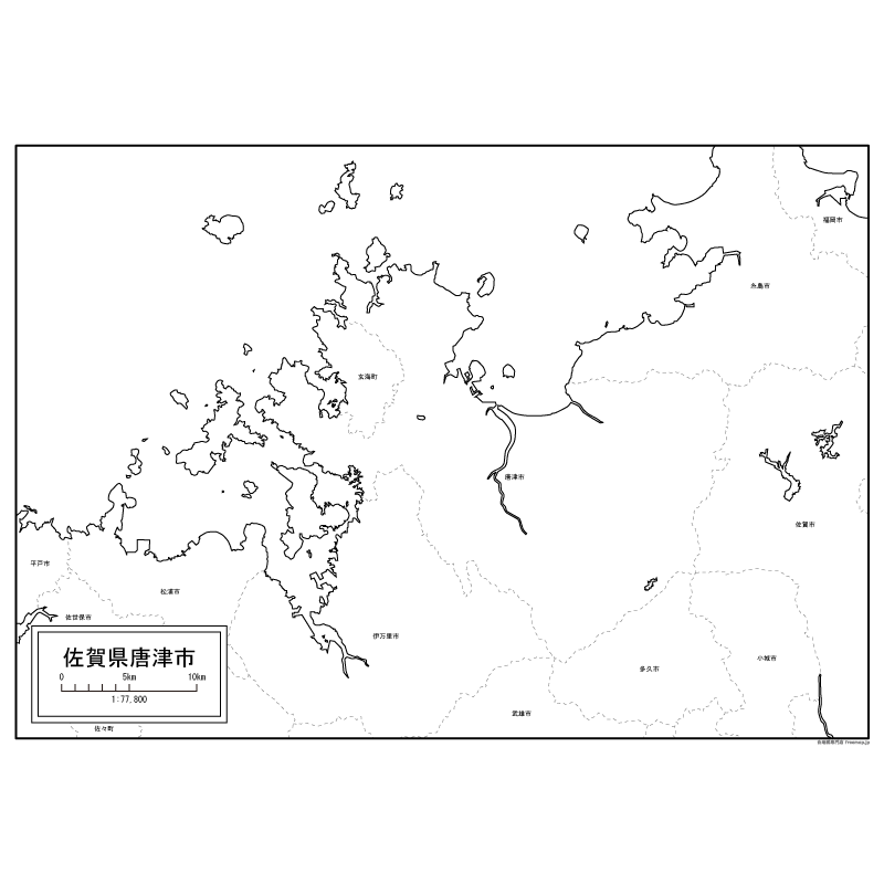 唐津市の白地図のサムネイル
