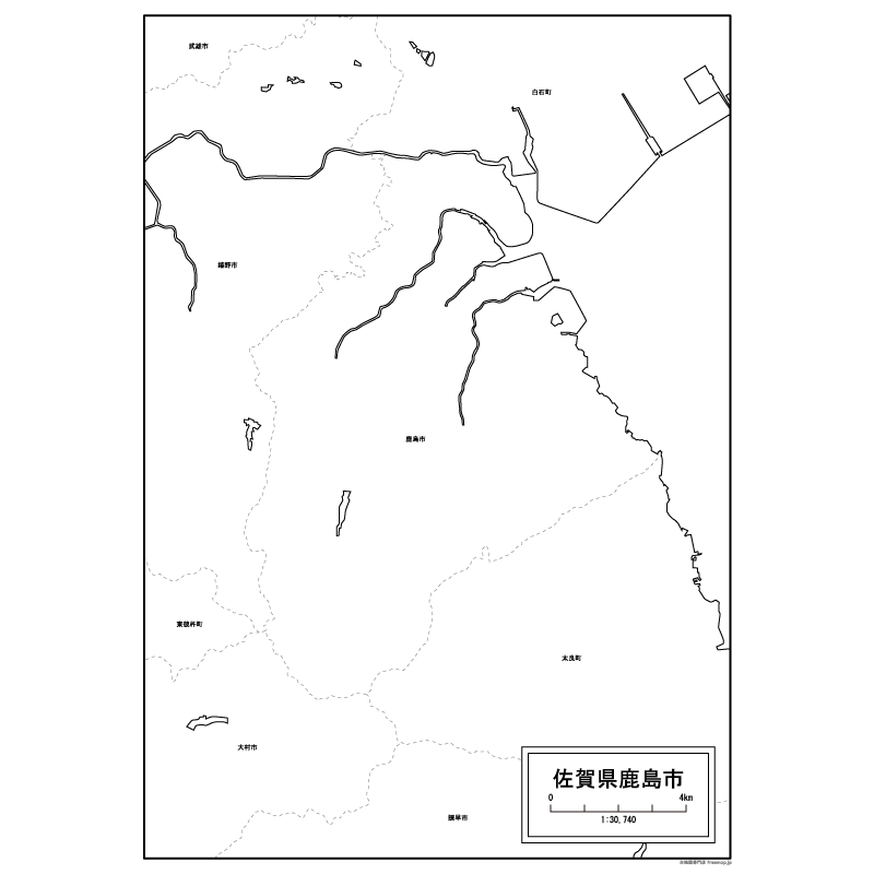 鹿島市の白地図のサムネイル