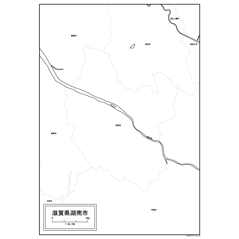 湖南市の白地図のサムネイル