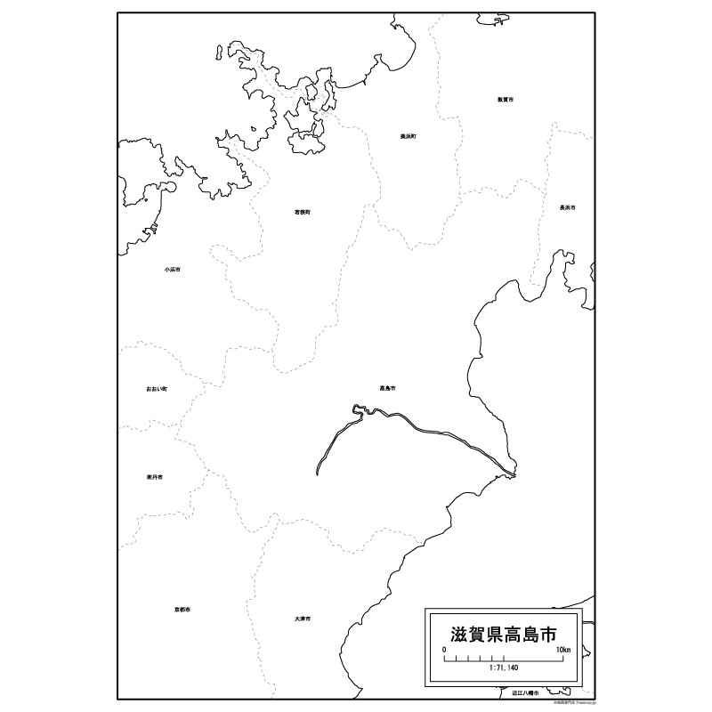 高島市の白地図のサムネイル