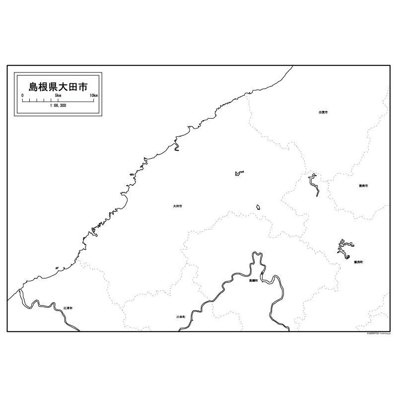 大田市の白地図のサムネイル