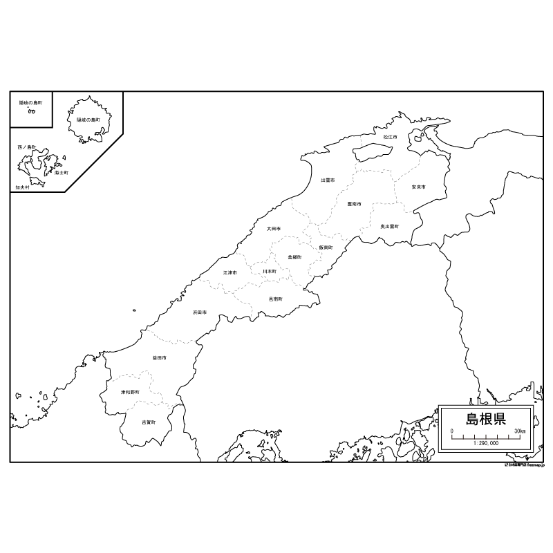 島根県の白地図のサムネイル