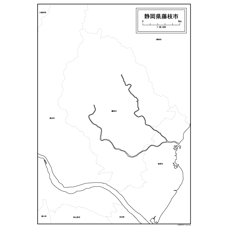 藤枝市の白地図のサムネイル