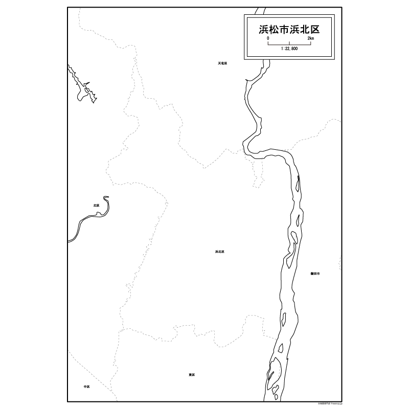 浜松市浜北区の白地図のサムネイル