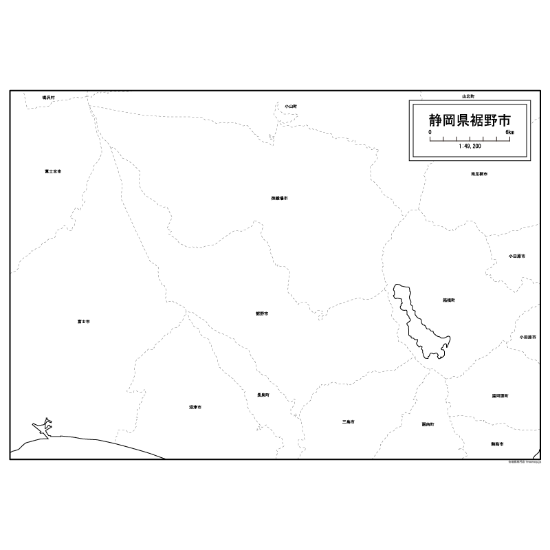裾野市の白地図のサムネイル
