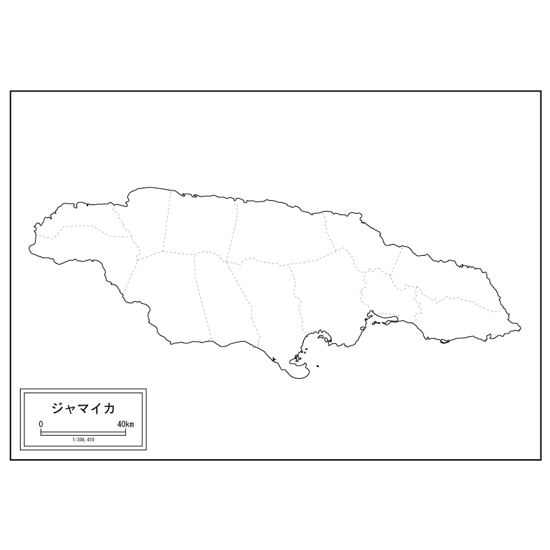 ジャマイカの白地図のサムネイル
